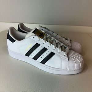 Adidas Men’s White Black Original Superstar Lace Up Casual Shoes Size 10